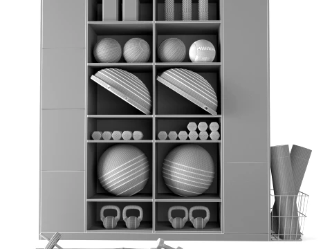 Yoga Fitness Gym Equipment Set42 3D Model