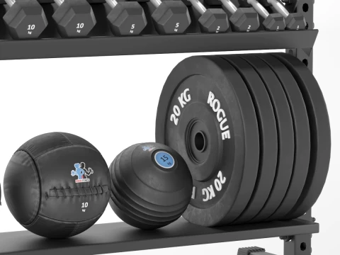 Gym Fitness Body Building Equipment Set 4 3D Model