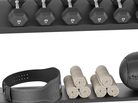 Gym Fitness Body Building Equipment Set 4 3D Model