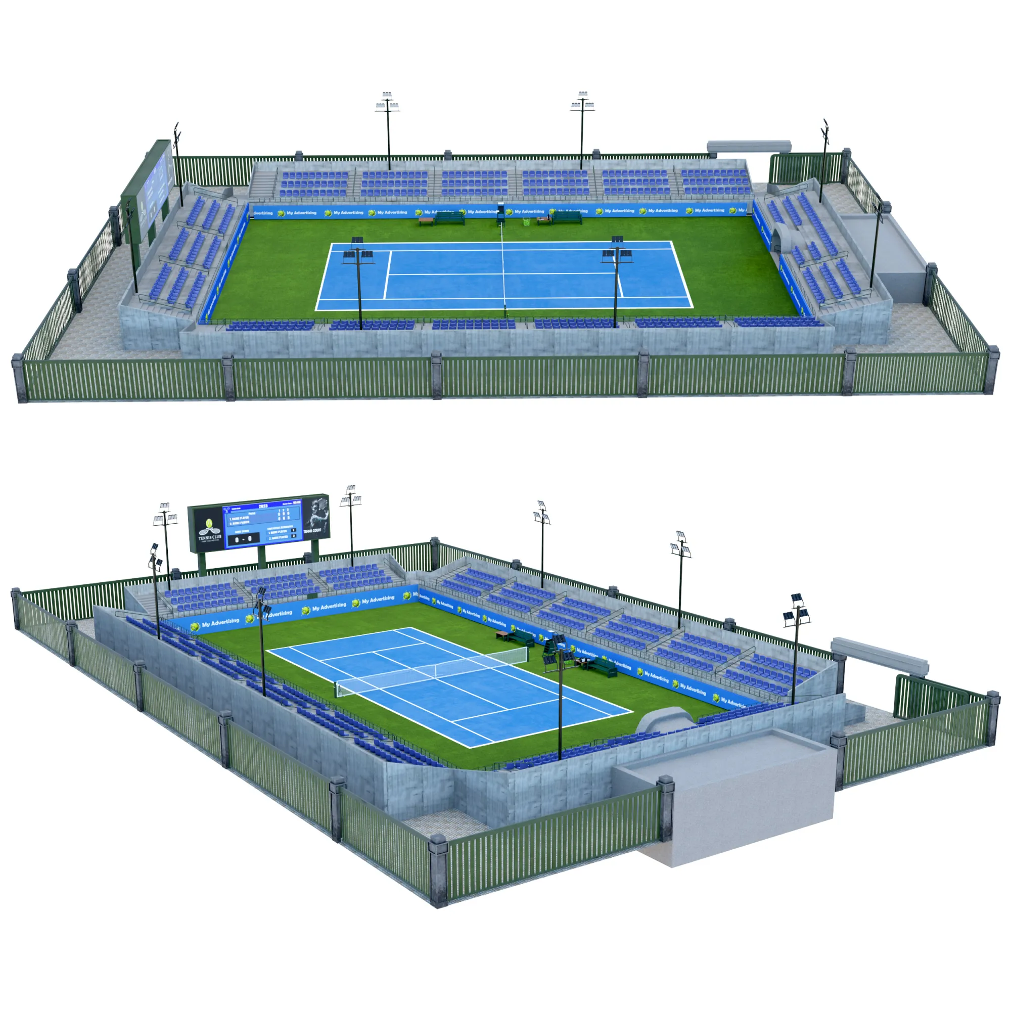 Tennis Stadium Court Ground 3D Model .c4d .max .obj .3ds .fbx .stl .blend 