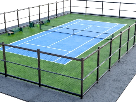 Tennis Court Ground 3D Model