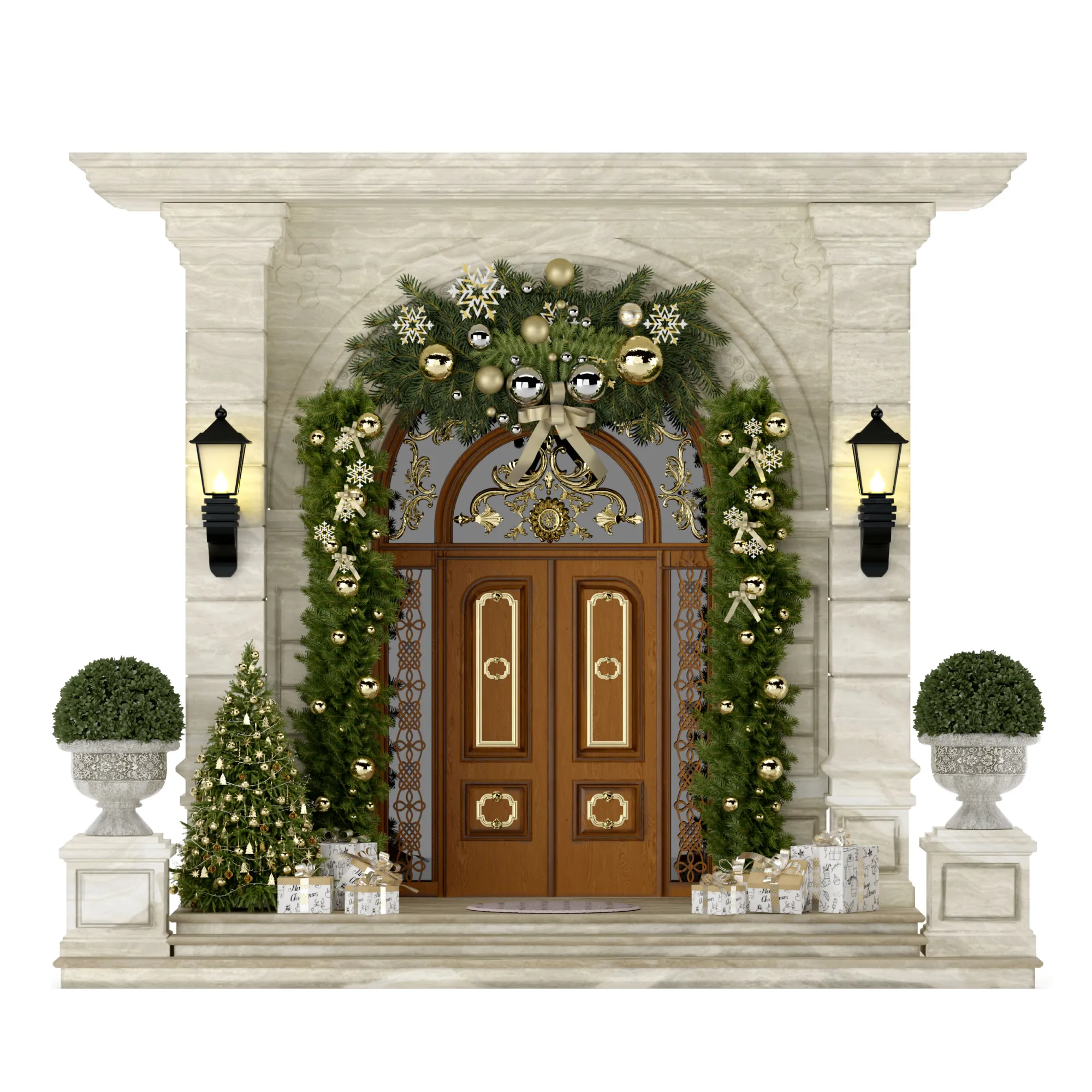 New Year Door 3D Model .c4d .max .obj .3ds .fbx .stl .blend 