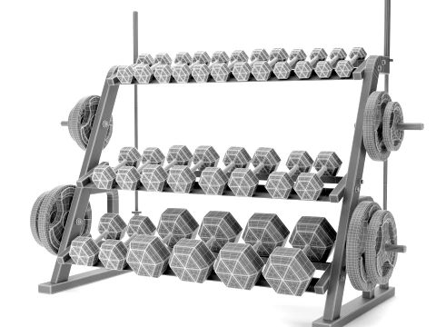 Gym Equipment Storage Racks Weight Set 022 3D Model