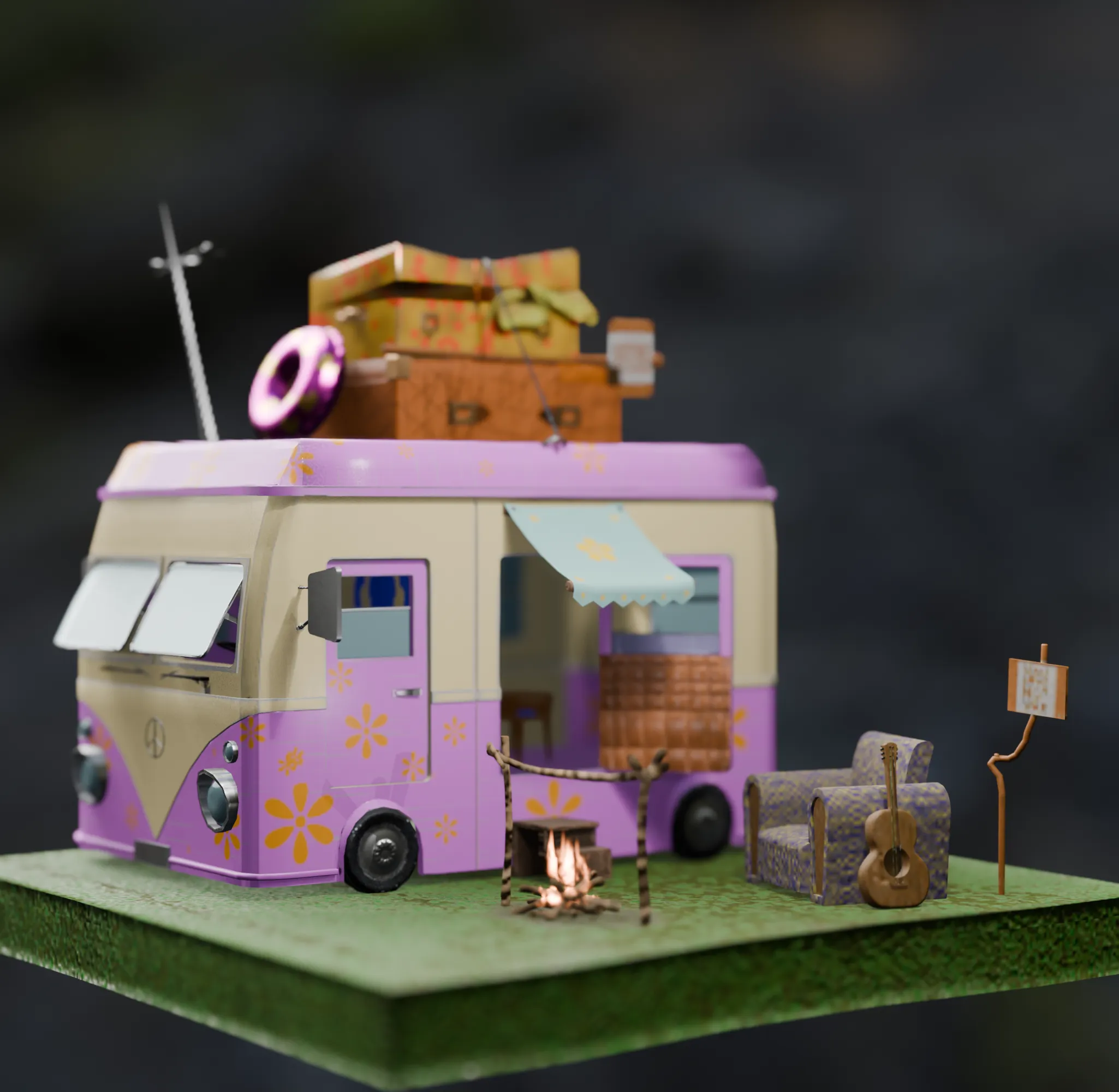 Autobus da campeggio Modello 3D .c4d .max .obj .3ds .fbx .stl .blend 