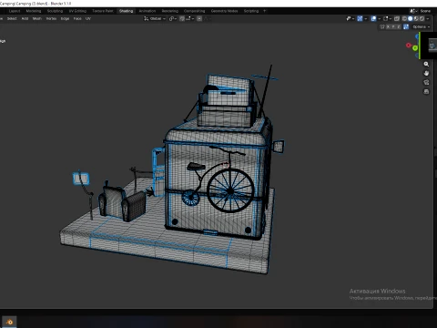 Stylized Hippie Camper Van Scene 3D Model