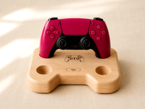 PS5 DualSense コントローラー スタンド ミニマリスト木製ディスプレイ STL-OBJ 3Dモデル