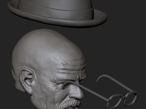 Bryan Cranston als Walter White Heisenberg-figuurhoofd 3D printmodel