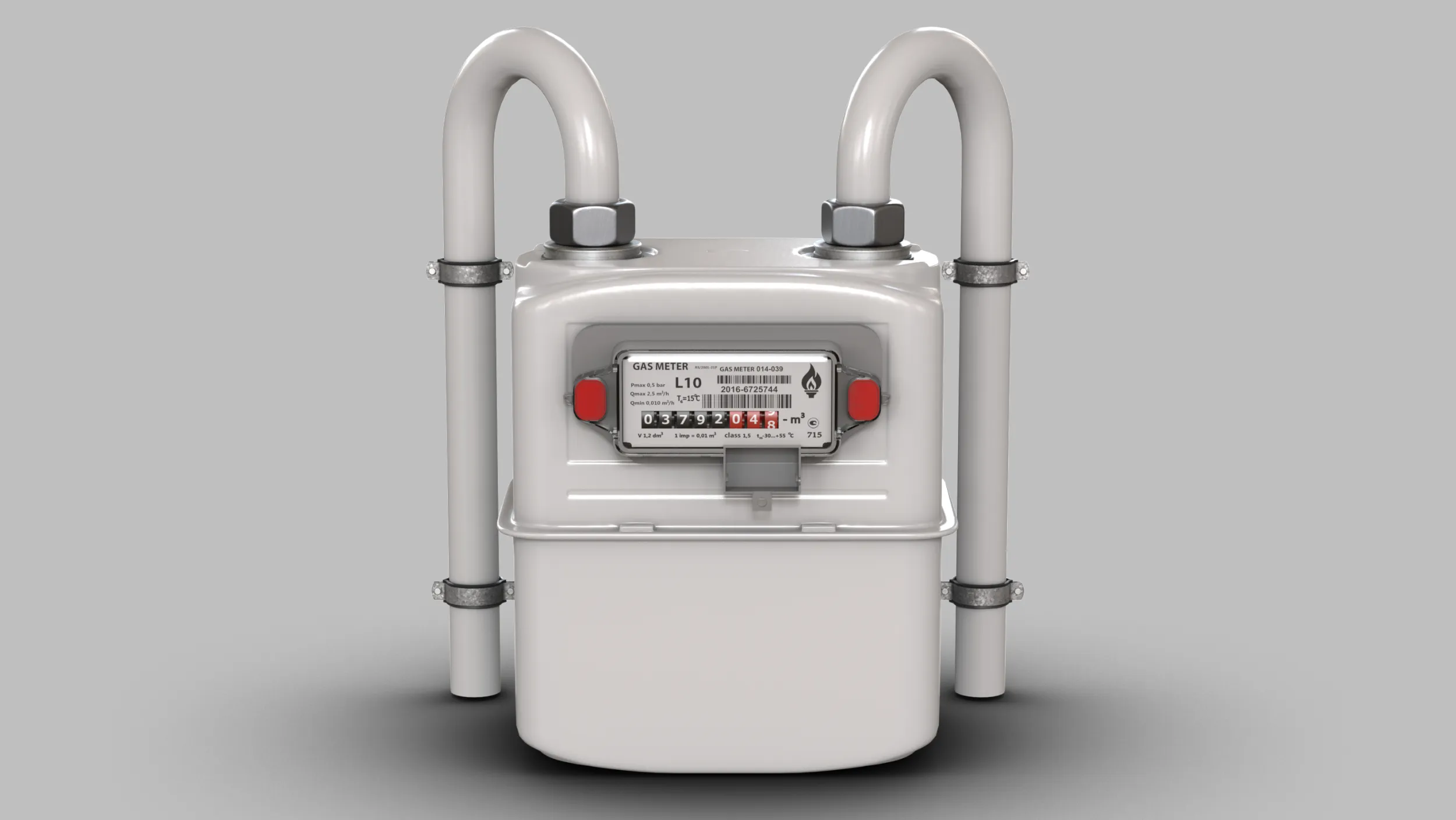 Gas Meter 3D Model .c4d .max .obj .3ds .fbx .stl .blend 