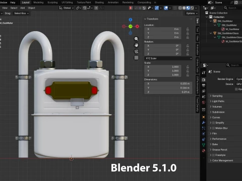 Medidor de g&aacute;s Modelo 3D