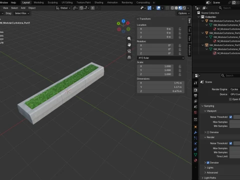Modular Curbstone 3D Model
