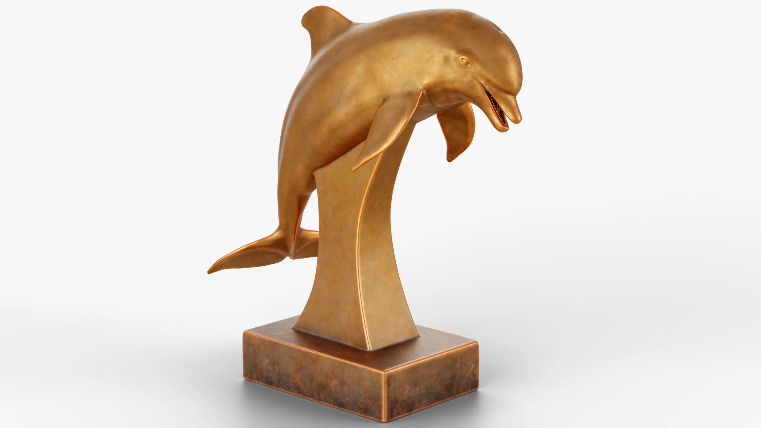 Dolphin Bronze Sculpture 3D Model .c4d .max .obj .3ds .fbx .stl .blend