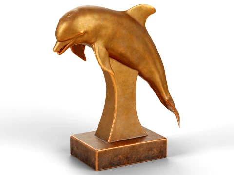 Dolphin Bronze Sculpture 3D Model