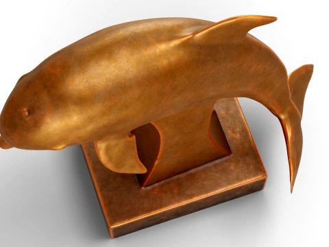 Dolphin Bronze Sculpture 3D Model