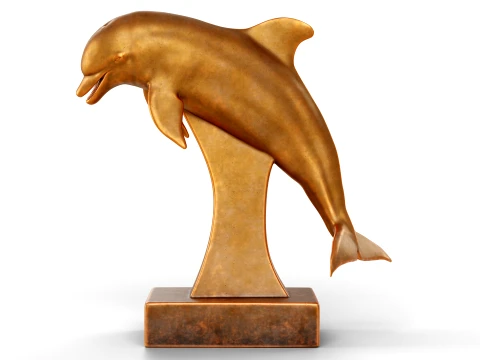 Dolphin Bronze Sculpture 3D Model