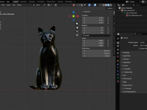 Estatueta de gato Modelo 3D