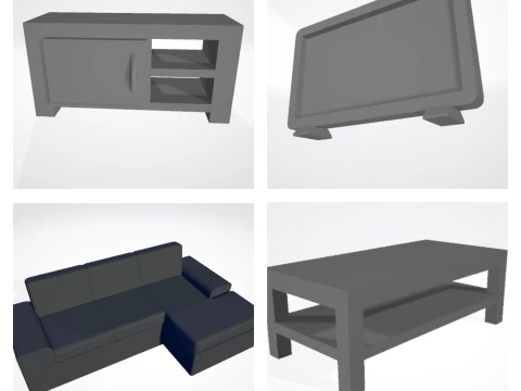 Diorama-M&ouml;belzubeh&ouml;r f&uuml;r das Wohnzimmer 3D Druckmodell