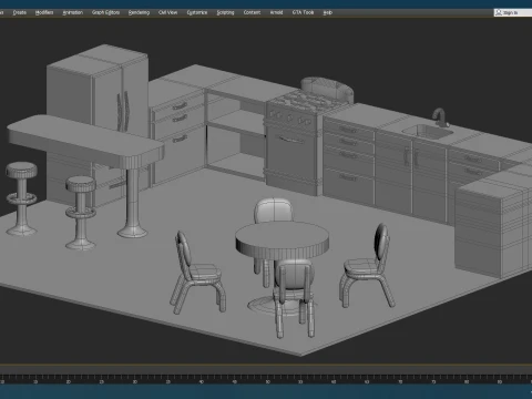 Kitchen diorama furniture accessories 3D Print Model