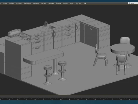 Kitchen diorama furniture accessories 3D Print Model