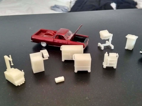 Garage diorama pack tools furniture accessories 3D Print Model