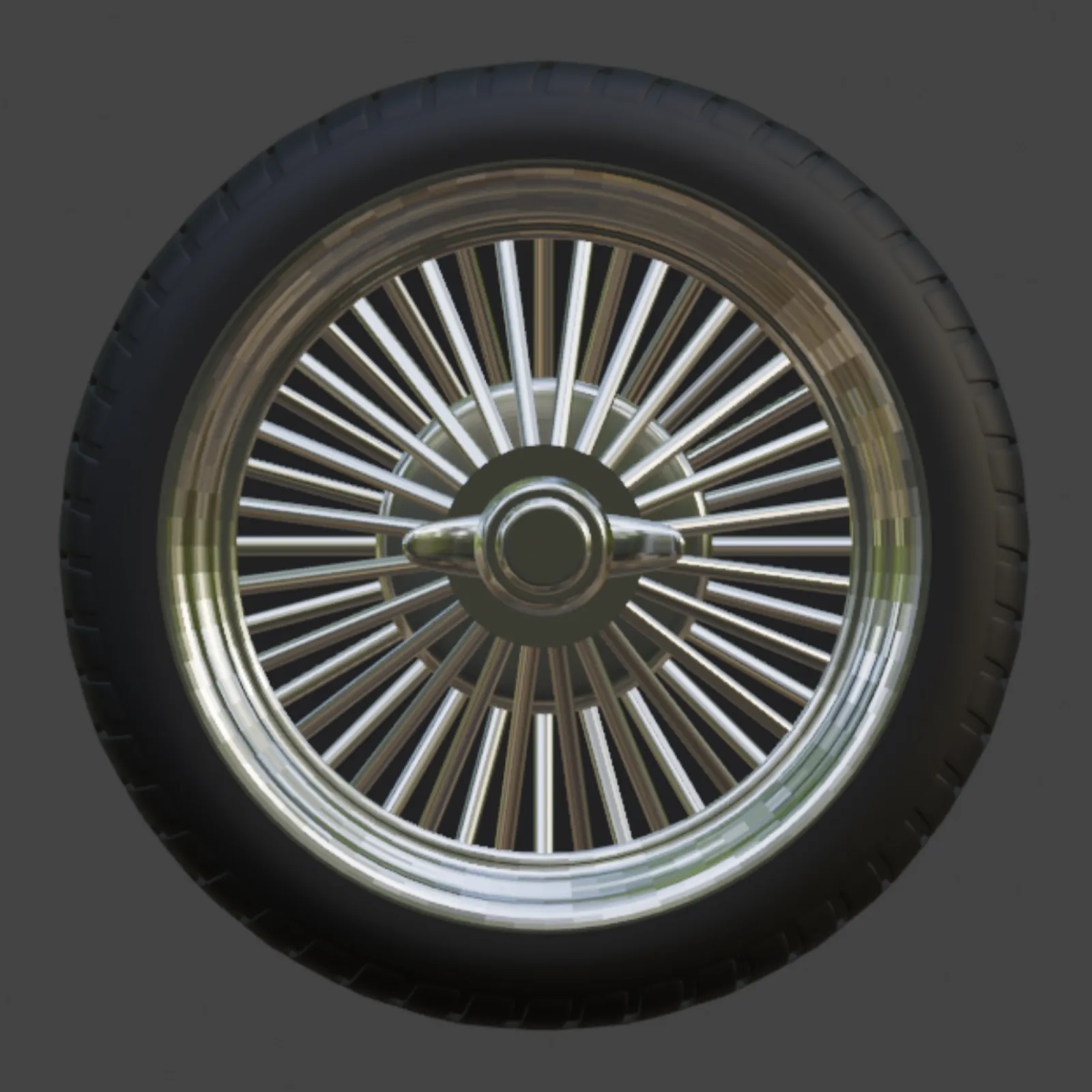 1-64 17インチローライダーワイヤーホイール 3Dプリントモデル .c4d .max .obj .3ds .fbx .stl .blend 