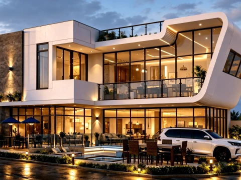 Ultra Luxury Modern Villa Premium Architectural SketchUp Model low-poly 3D Model