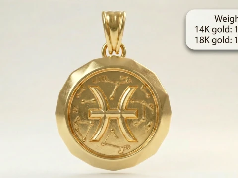 Pisces Faceted Zodiac Medallion Pendant 3D Print Model