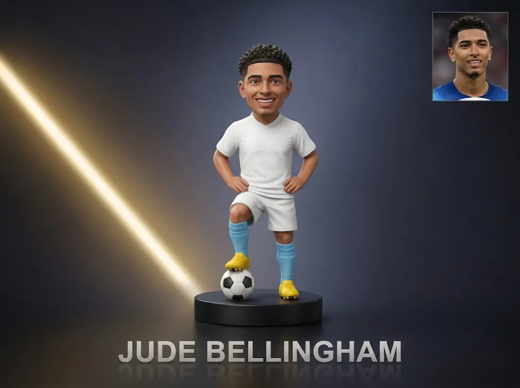 Jude Bellingham Footballer Figurine 3D Print Model .c4d .max .obj .3ds .fbx .stl .blend 