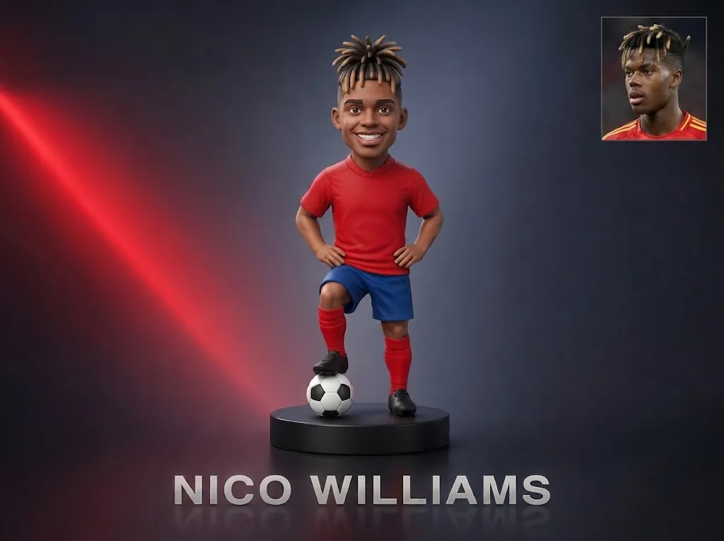 Nico Williams Footballer Figurine 3D Print Model .c4d .max .obj .3ds .fbx .stl .blend 