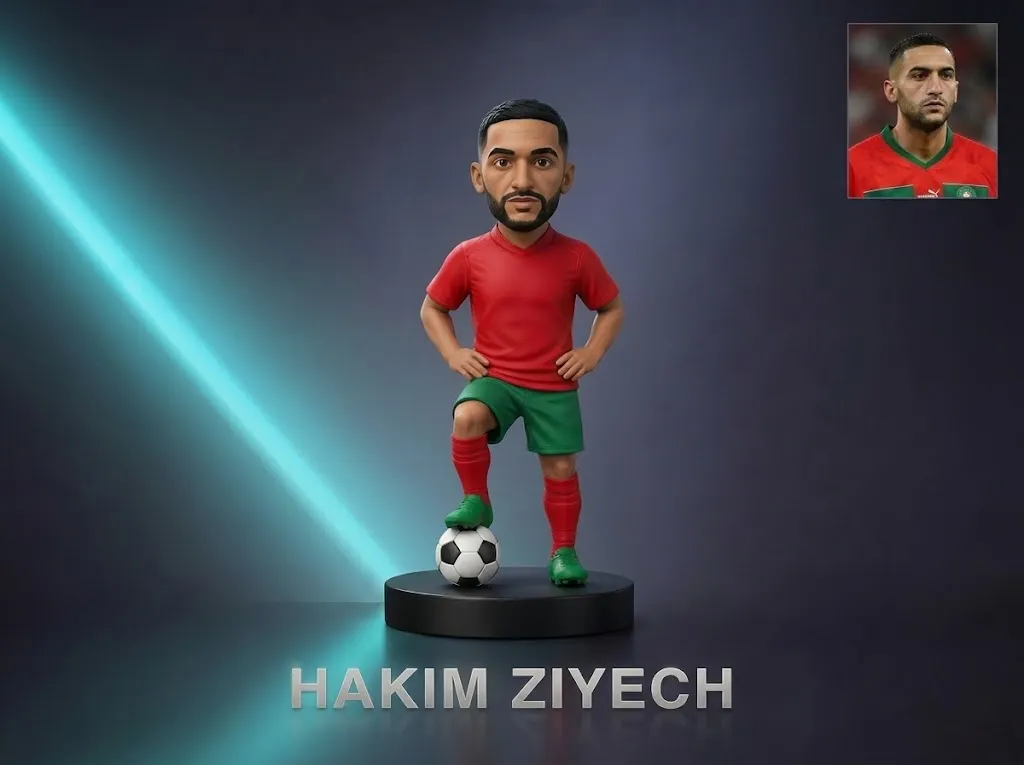 Hakim Ziyech 3D Printable Figurine 3D Print Model .c4d .max .obj .3ds .fbx .stl .blend
