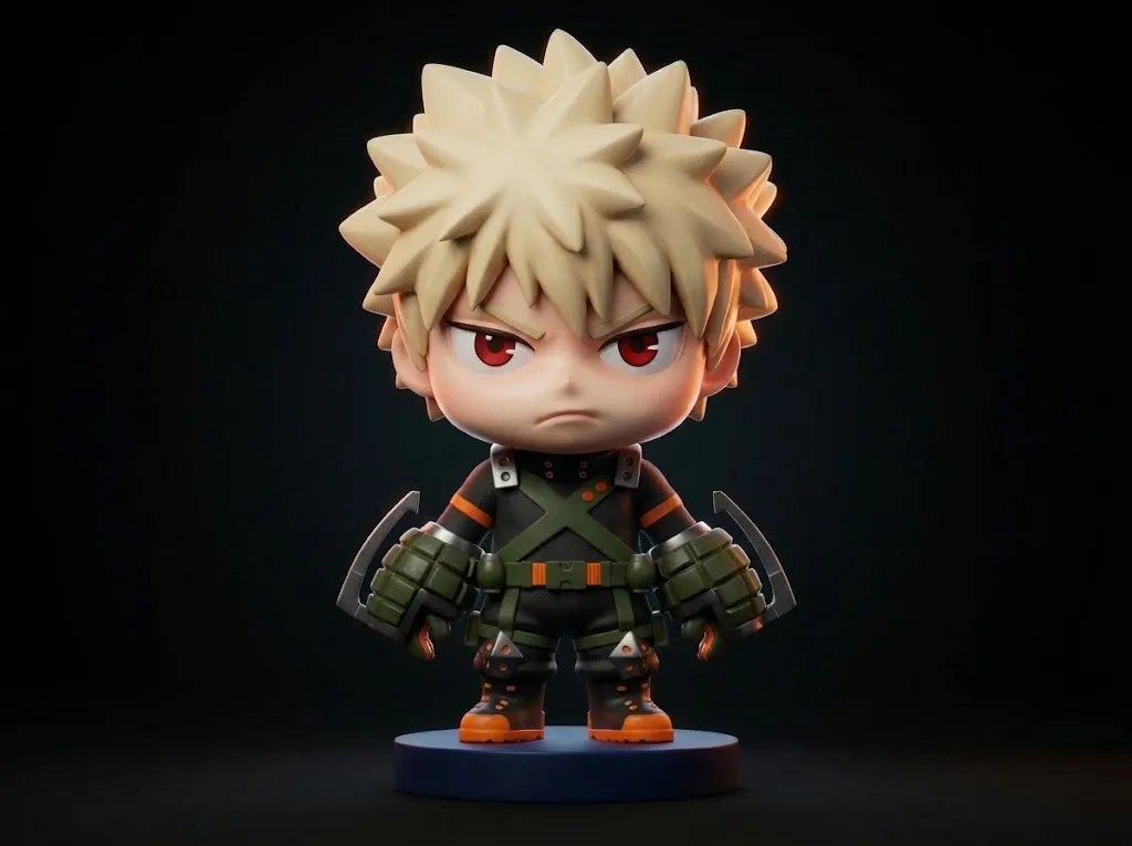 Katsuki Bakugo 3D Printable Figure 3D Print Model .c4d .max .obj .3ds .fbx .stl .blend 