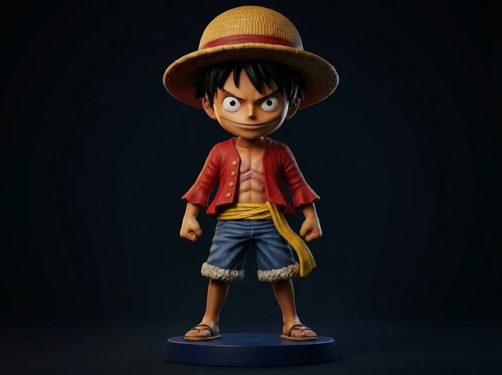 Luffy Chibi 3D Printable Figure 3D Print Model .c4d .max .obj .3ds .fbx .stl .blend 