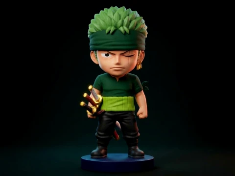 Roronoa Zoro 3D Printable Figure 3D Baskı Modeli