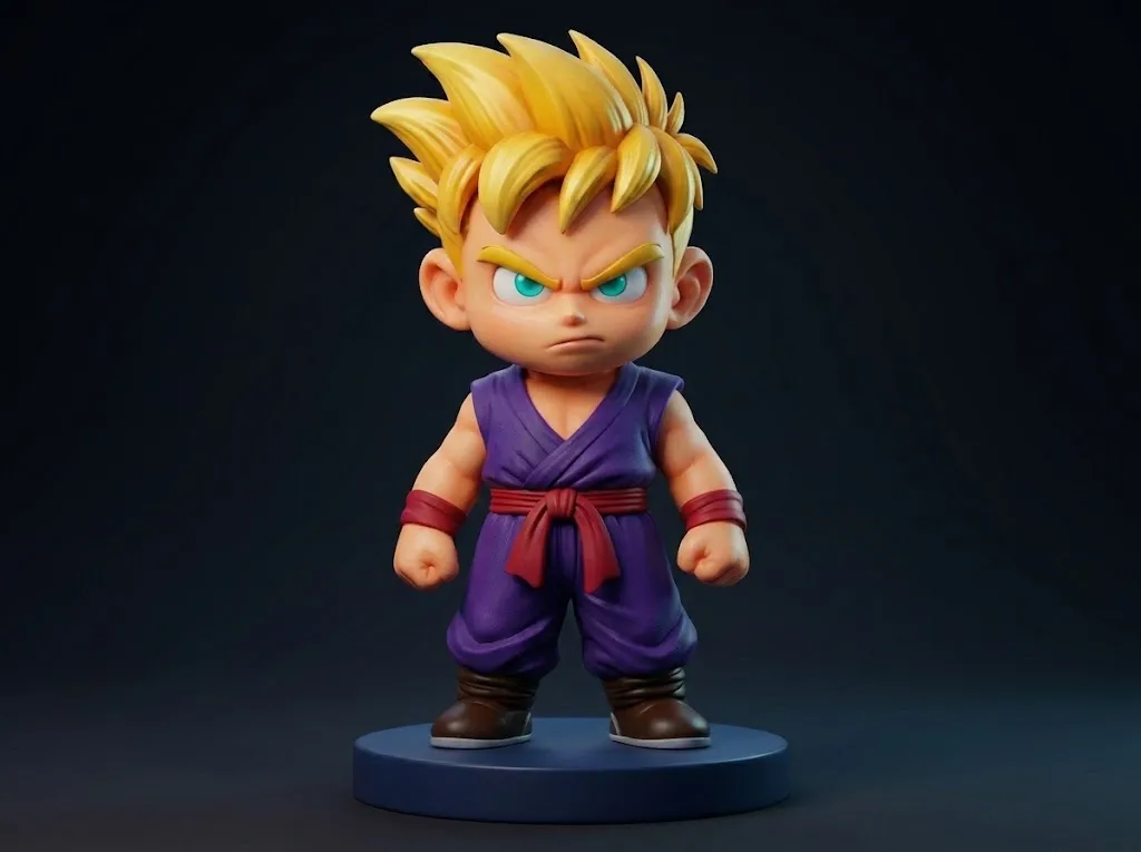 Super Saiyan Gohan Figurine Chibi 3D Printable 3D Print Model .c4d .max .obj .3ds .fbx .stl .blend