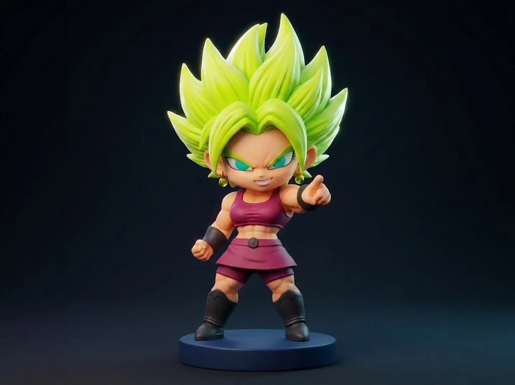 Super Saiyan Kefla Figurine Chibi 3D Printable 3D Print Model .c4d .max .obj .3ds .fbx .stl .blend 