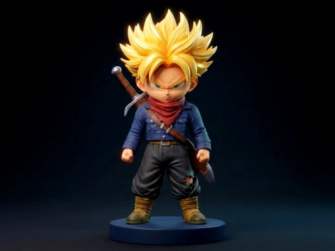 Super Saiyan Future Trunks Figurine Chibi 3D Printable 3D Print Model