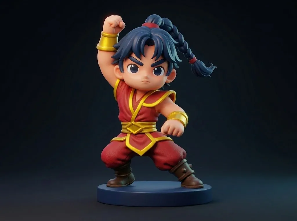 Chibi Martial Arts Hero 3D Printable Figurine 3D Print Model .c4d .max .obj .3ds .fbx .stl .blend 