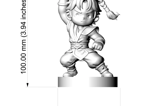 Chibi Martial Arts Hero 3D Printable Figurine 3D Print Model