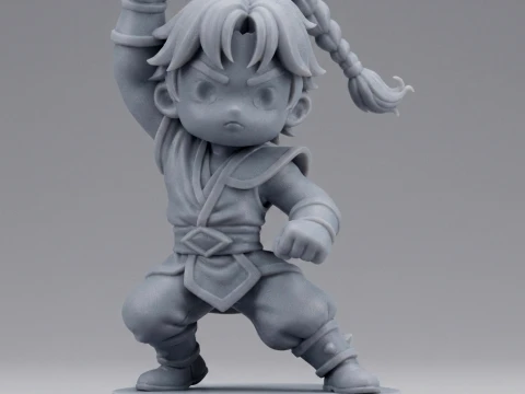 Chibi Martial Arts Hero 3D Printable Figurine 3D Print Model