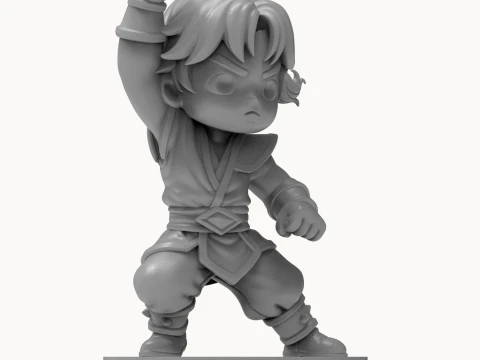 Chibi Martial Arts Hero 3D Printable Figurine 3D Print Model