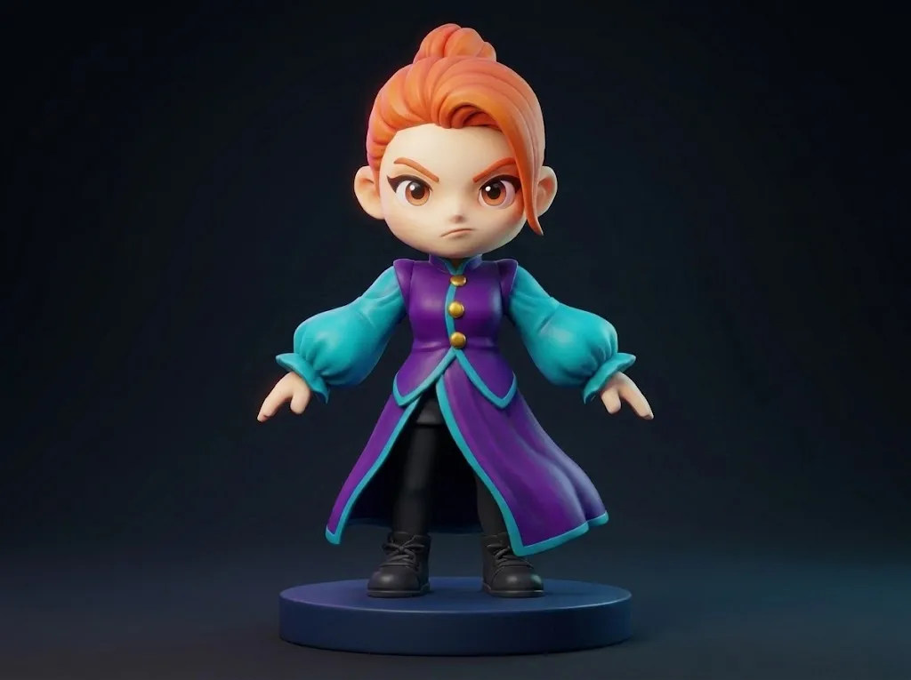Chibi Anime Fantasy Mage 3D Printable Figurine 3D Print Model .c4d .max .obj .3ds .fbx .stl .blend 