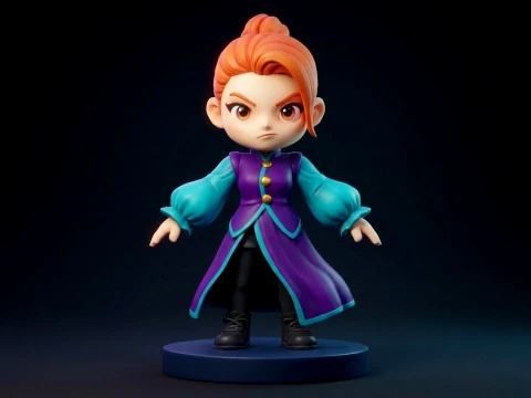 Chibi Anime Fantasy Mage 3D Printable Figurine 3D Print Model
