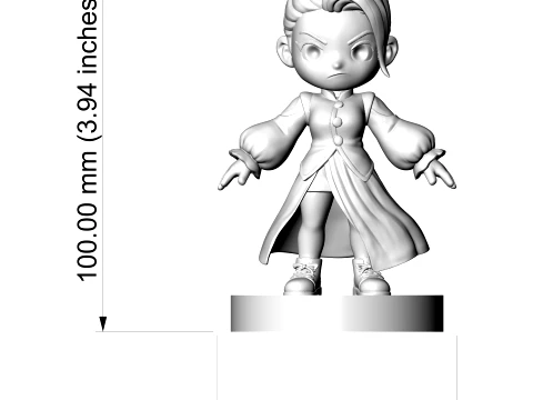 Chibi Anime Fantasy Mage 3D Printable Figurine 3D Print Model