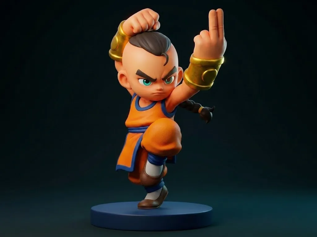 Chibi Anime Martial Artist 3D Printable Figurine 3D Print Model .c4d .max .obj .3ds .fbx .stl .blend 