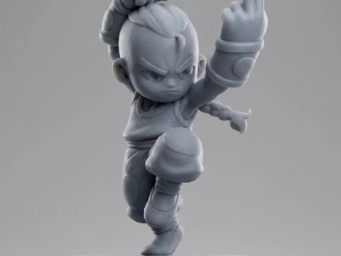 Chibi Anime Martial Artist 3D Printable Figurine 3D Print Model