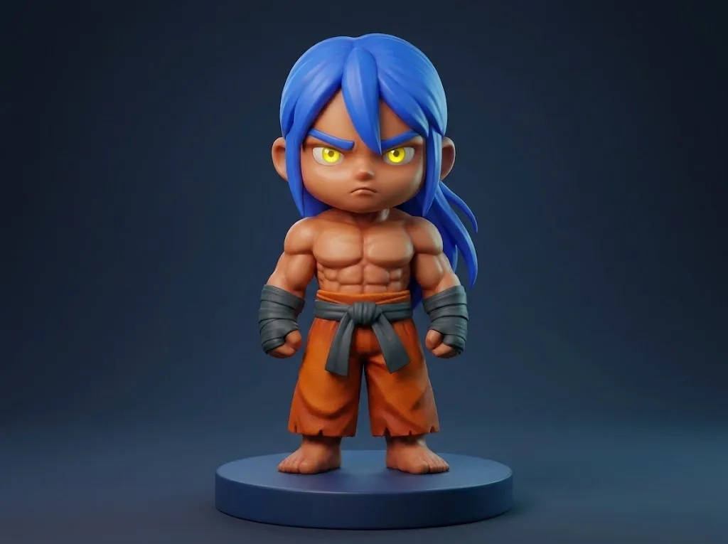 Chibi Anime Martial Arts Warrior 3D Printable Figurine 3D Print Model .c4d .max .obj .3ds .fbx .stl .blend 