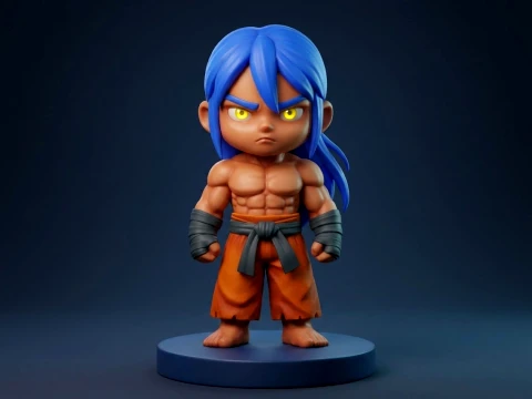 Chibi Anime Martial Arts Warrior 3D Printable Figurine 3D Print Model