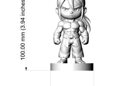 Chibi Anime Martial Arts Warrior 3D Printable Figurine 3D Print Model