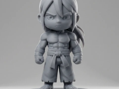 Chibi Anime Martial Arts Warrior 3D Printable Figurine 3D Print Model