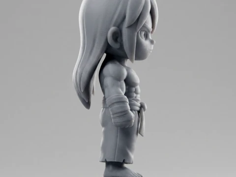Chibi Anime Martial Arts Warrior 3D Printable Figurine 3D Print Model
