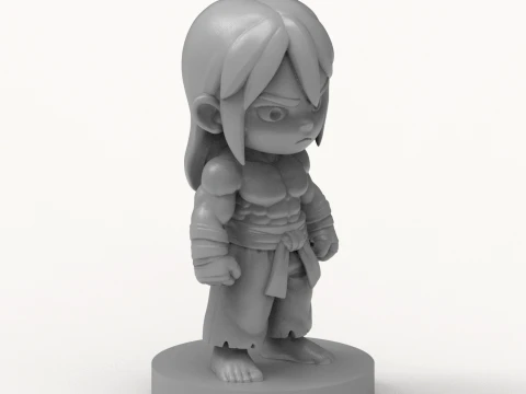 Chibi Anime Martial Arts Warrior 3D Printable Figurine 3D Print Model